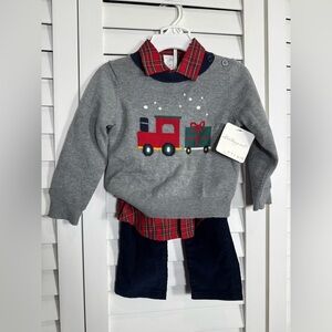 NWT Starting Out Toddler Boys Sweater w Red Plaid Shirt & Corduroy Set Size 18M